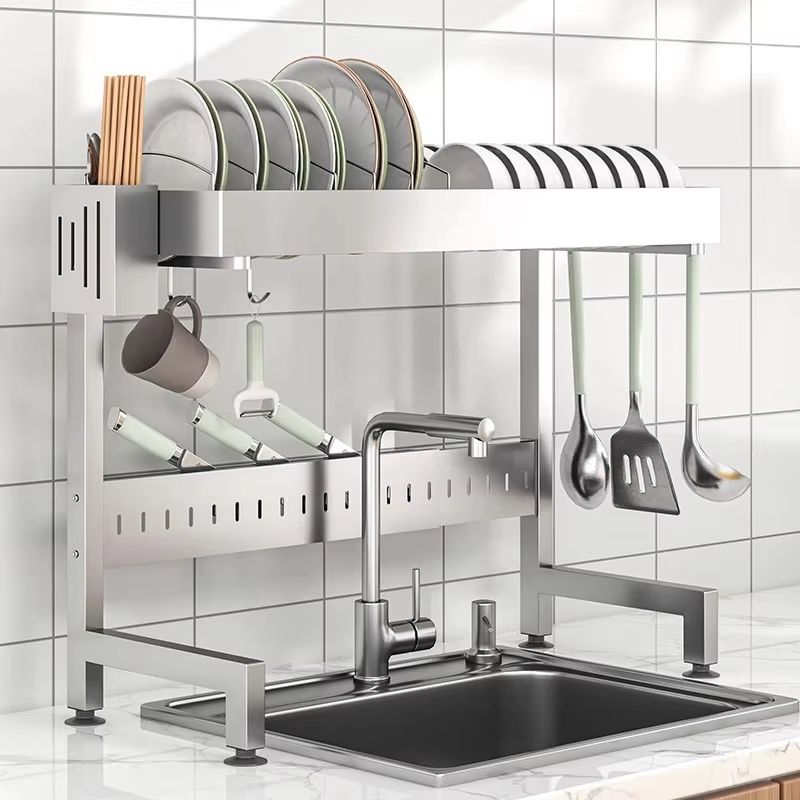 Adjustable OverSink Stainless Steel Dish Drying Rack 1