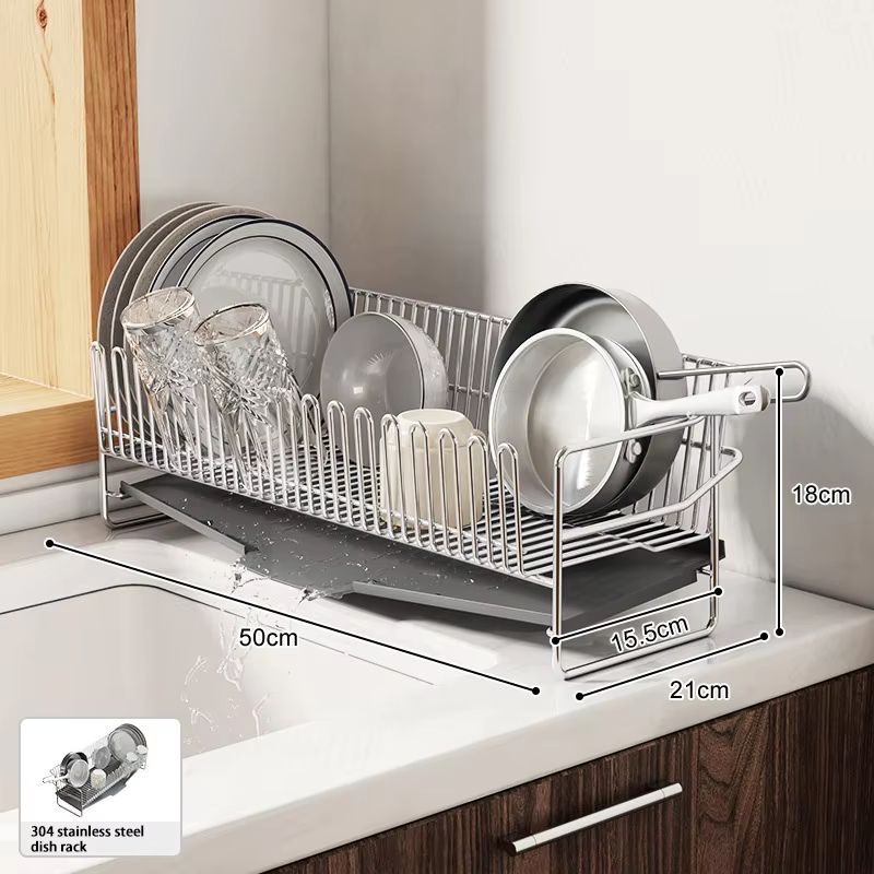 Stainless Steel Dish Drying Rack Over The Sink With Tray 6