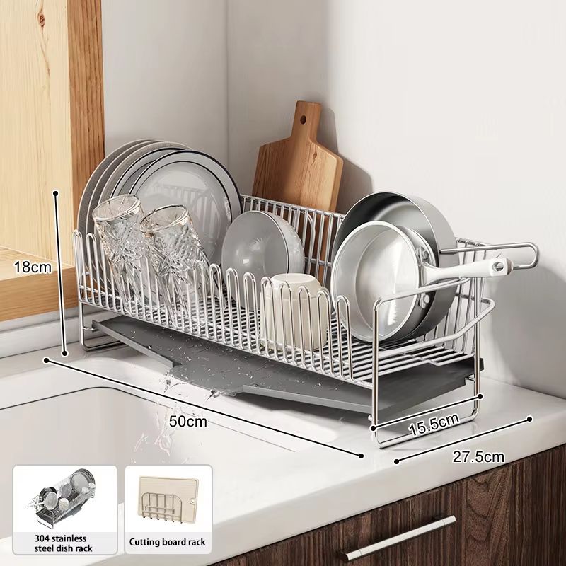 Stainless Steel Dish Drying Rack Over The Sink With Tray 8