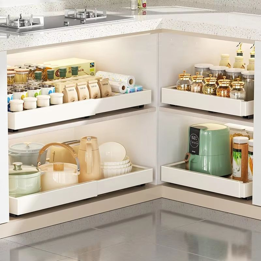 Retractable Kitchen Drawer Storage Rack With Slide Rails 1