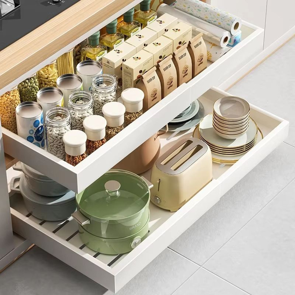 Retractable Kitchen Drawer Storage Rack With Slide Rails 4