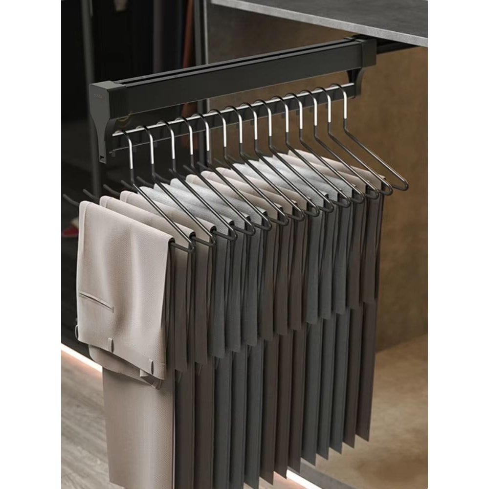 Top Mount Extendable Wardrobe PullOut Clothes Rail 0