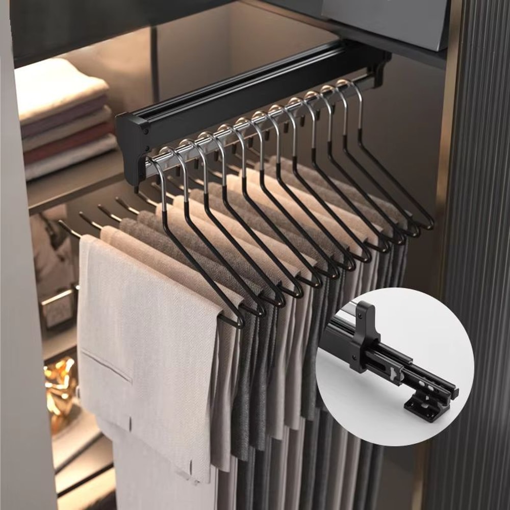 Top Mount Extendable Wardrobe PullOut Clothes Rail 2