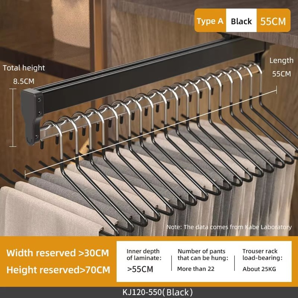 Top Mount Extendable Wardrobe PullOut Clothes Rail 16