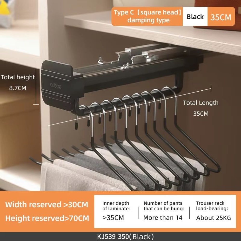 Top Mount Extendable Wardrobe PullOut Clothes Rail 21