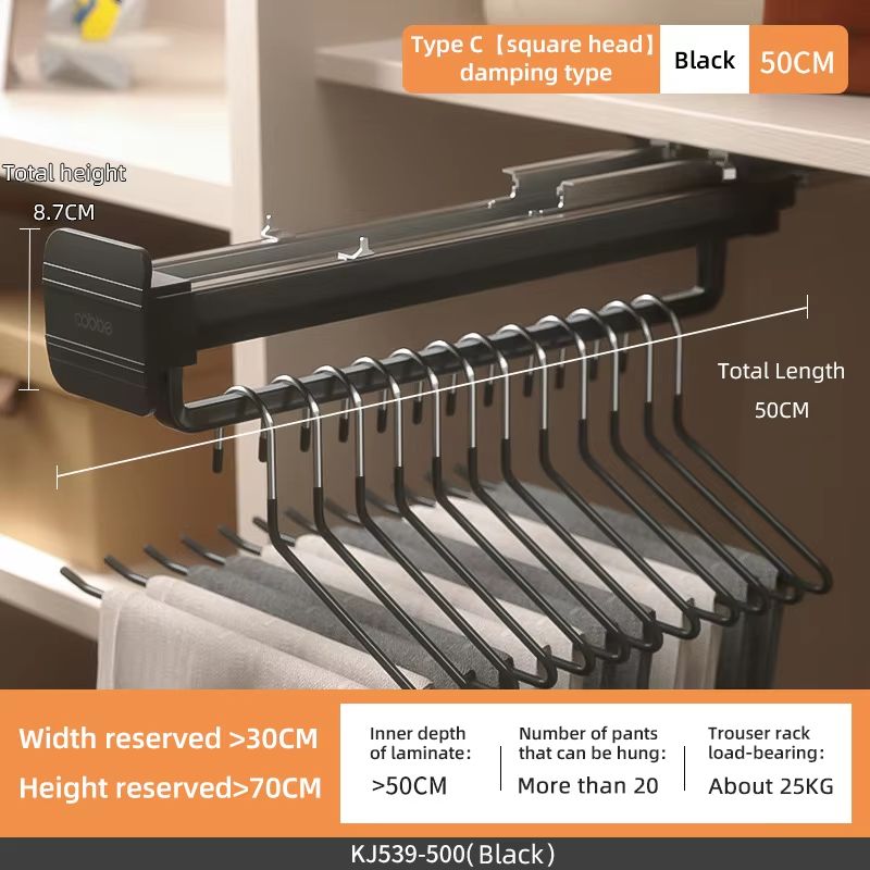 Top Mount Extendable Wardrobe PullOut Clothes Rail 23