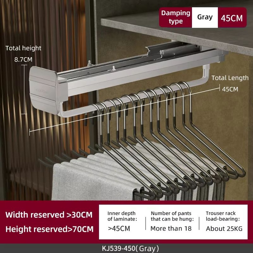 Top Mount Extendable Wardrobe PullOut Clothes Rail 26