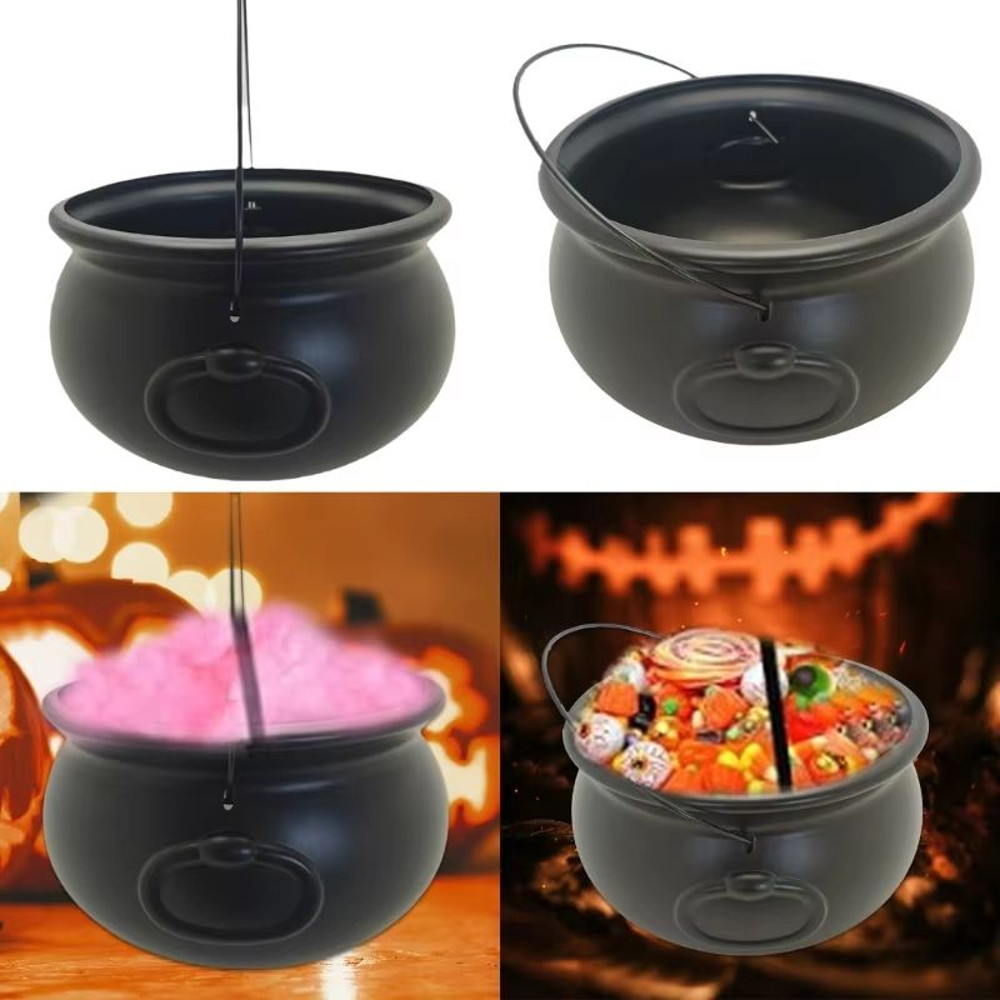 Large Black Cauldron Kettle Candy Bowl For Halloween 0
