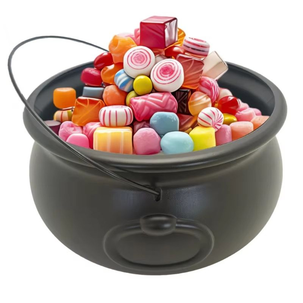 Large Black Cauldron Kettle Candy Bowl For Halloween 1