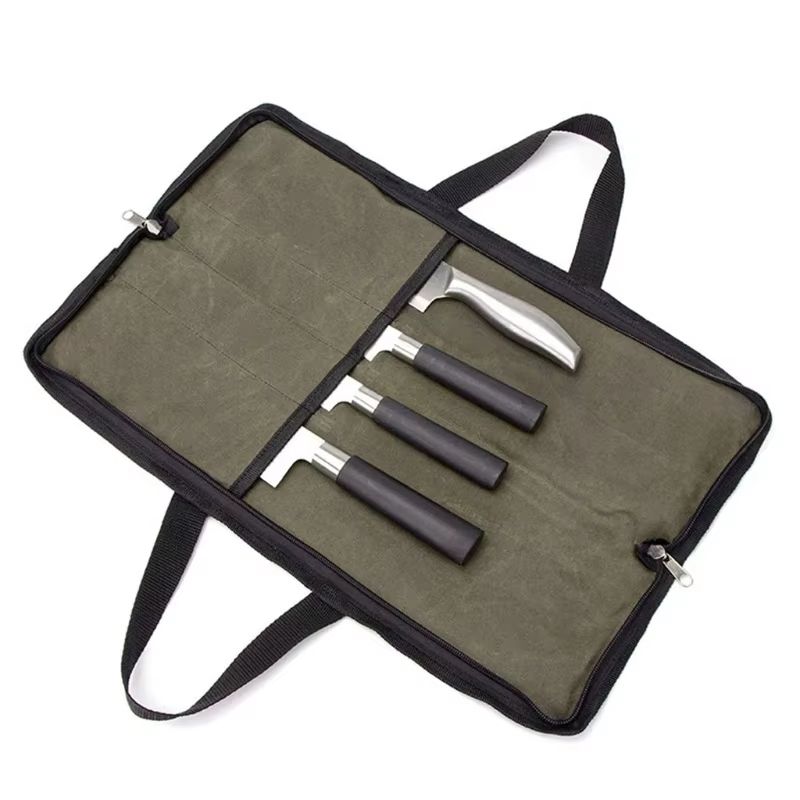 Heavy Duty Waxed Canvas Chef Knife Roll Bag 6