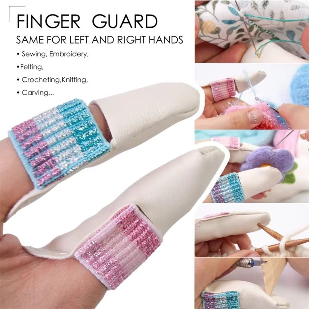 Leather Finger Protector Thimbles For Knitting Crochet And Embroidery 2Piece Set 0