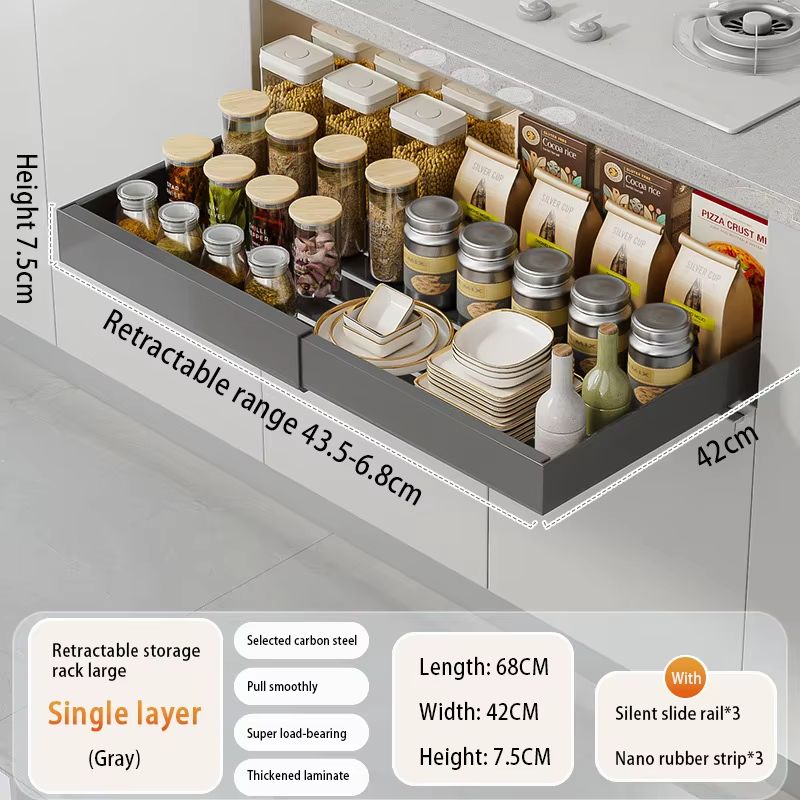 Expandable Pull Out Kitchen Cabinet Organizer With Adjustable Sliding Shelves 9