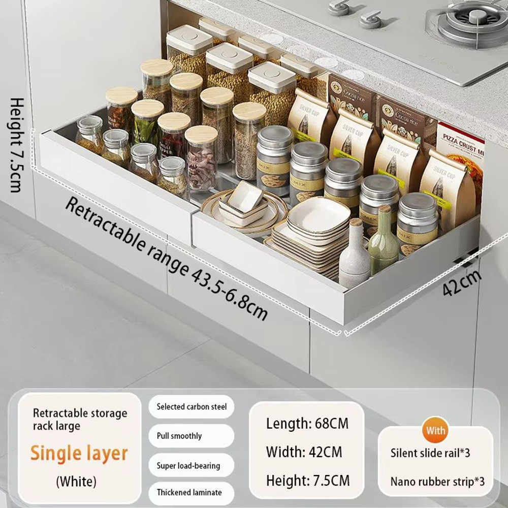 Expandable Pull Out Kitchen Cabinet Organizer With Adjustable Sliding Shelves 11