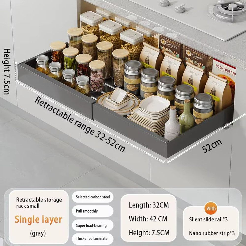 Expandable Pull Out Kitchen Cabinet Organizer With Adjustable Sliding Shelves 14