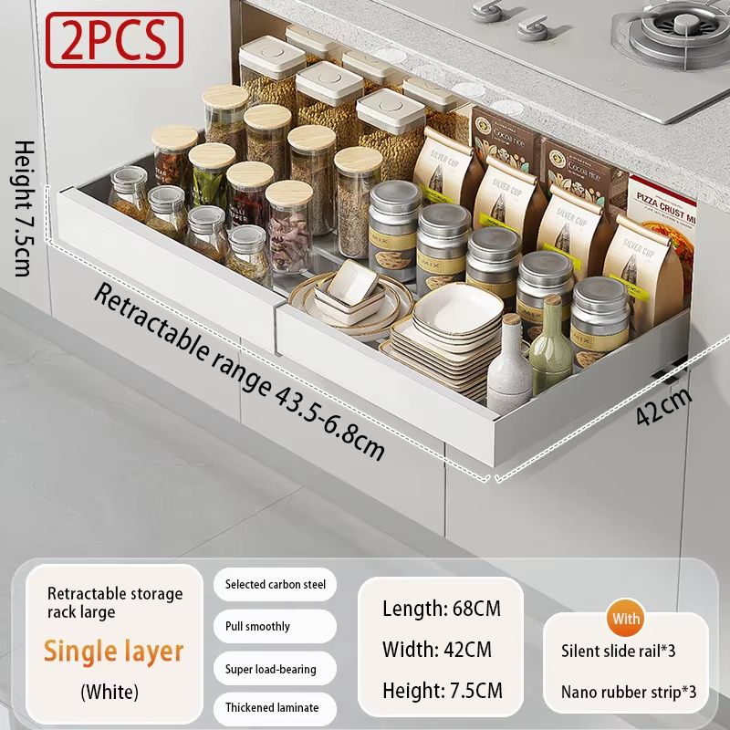 Expandable Pull Out Kitchen Cabinet Organizer With Adjustable Sliding Shelves 20