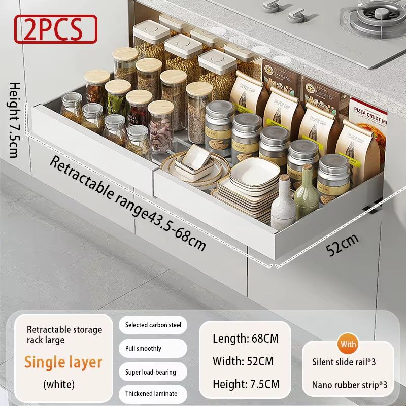 Expandable Pull Out Kitchen Cabinet Organizer With Adjustable Sliding Shelves 21