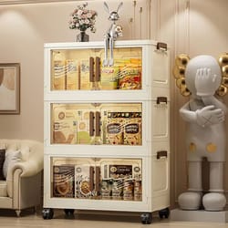 foldable multi layer rolling storage cabinet organizer