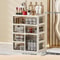 Cream Glow Multi Tier Cosmetic Organizer With Drawers 14