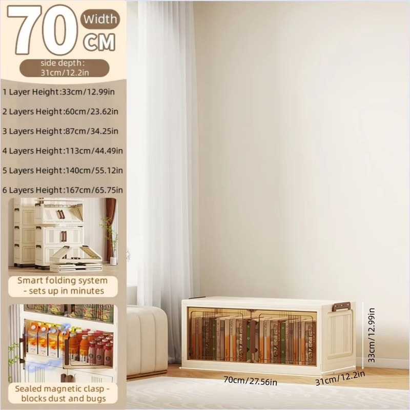 Clear Black View Foldable DoubleDoor Rolling Storage Organizer Box 2756in 6