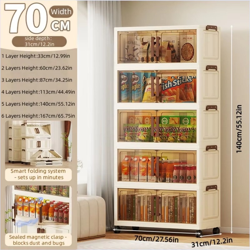 Clear Black View Foldable DoubleDoor Rolling Storage Organizer Box 2756in 8