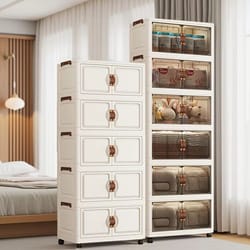48cm wide foldable rolling storage cabinet 18.90in with wheels 3–6 tier for home organization