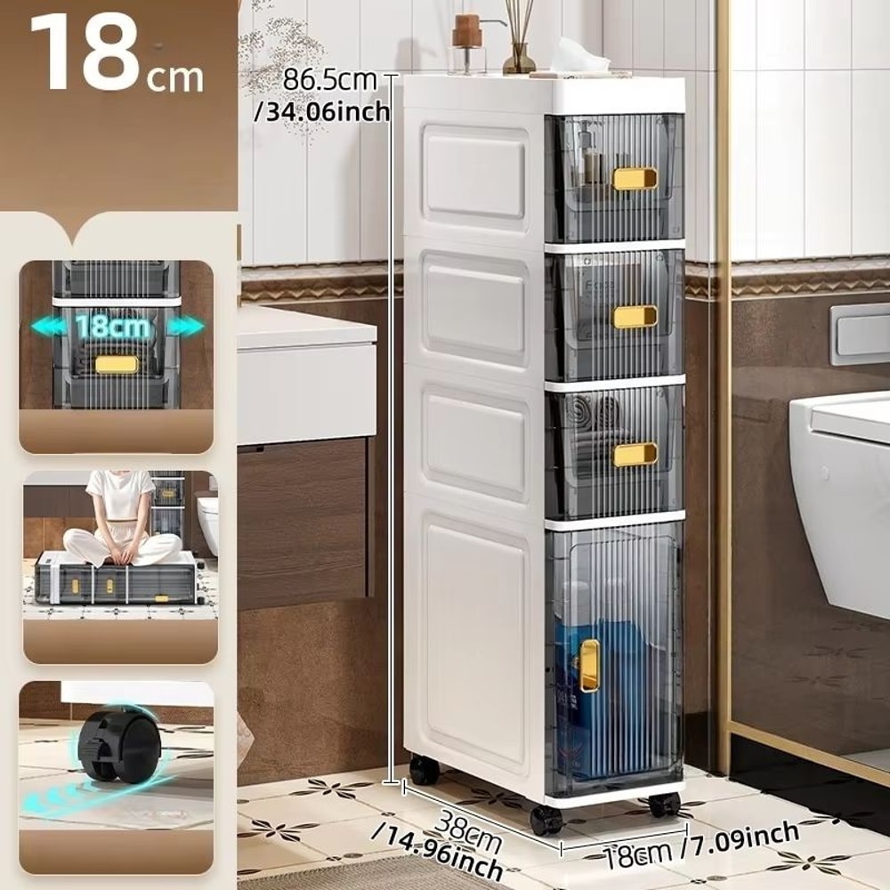 SlimSpace 18 Cm Narrow MultiTier Storage Cabinet For Small Spaces 9