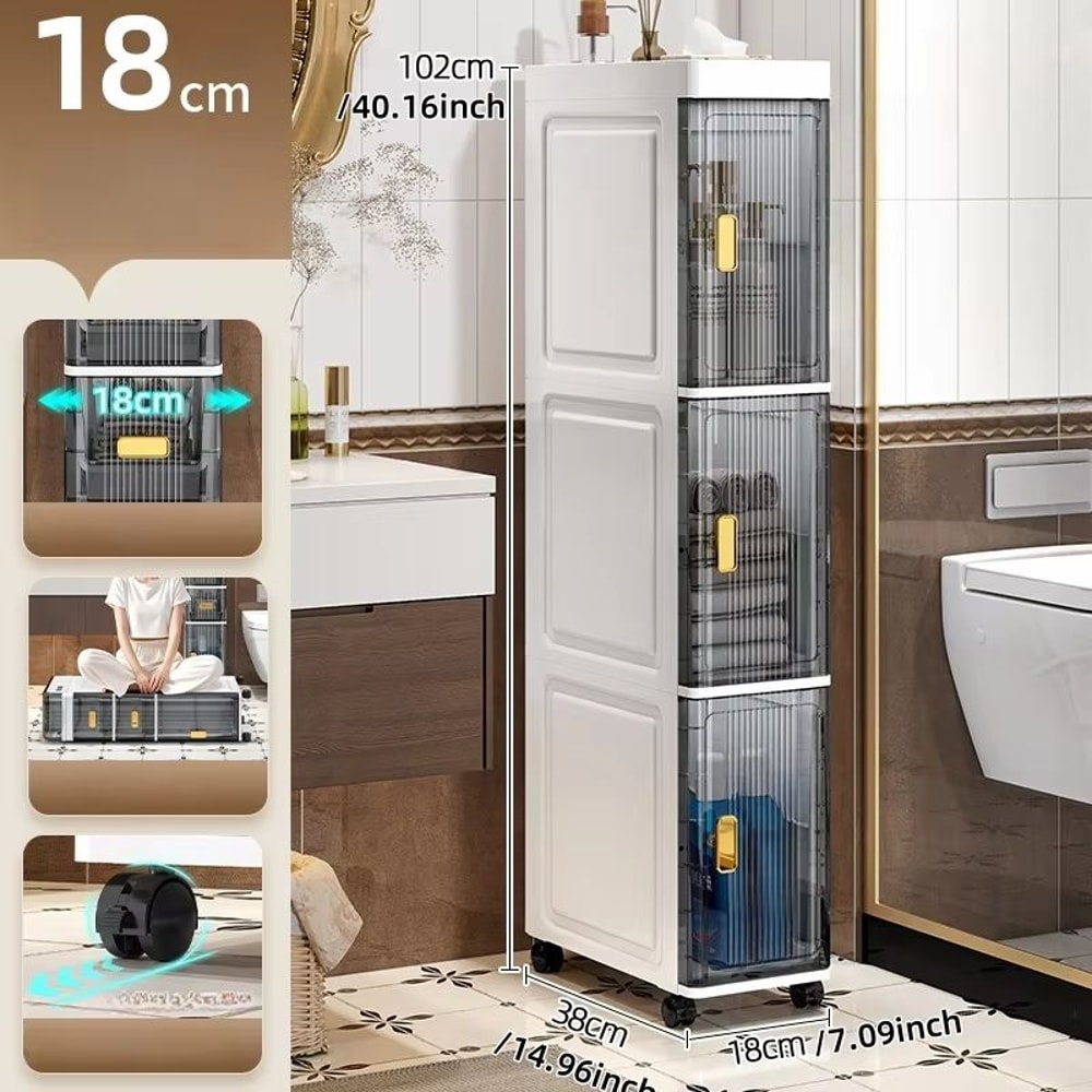 SlimSpace 18 Cm Narrow MultiTier Storage Cabinet For Small Spaces 10
