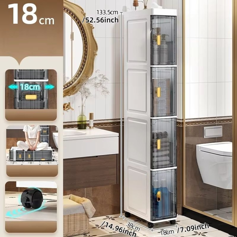SlimSpace 18 Cm Narrow MultiTier Storage Cabinet For Small Spaces 16