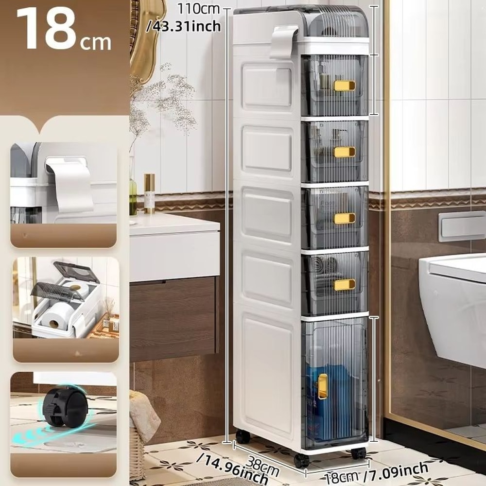 SlimSpace 18 Cm Narrow MultiTier Storage Cabinet For Small Spaces 20