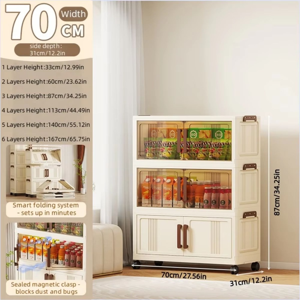 Clear Foldable 2 Door See Through Storage Cabinet Organizer 2756in 9