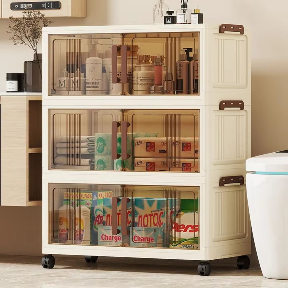 Clear Foldable 2 Door See Through Storage Cabinet Organizer 2756in 4