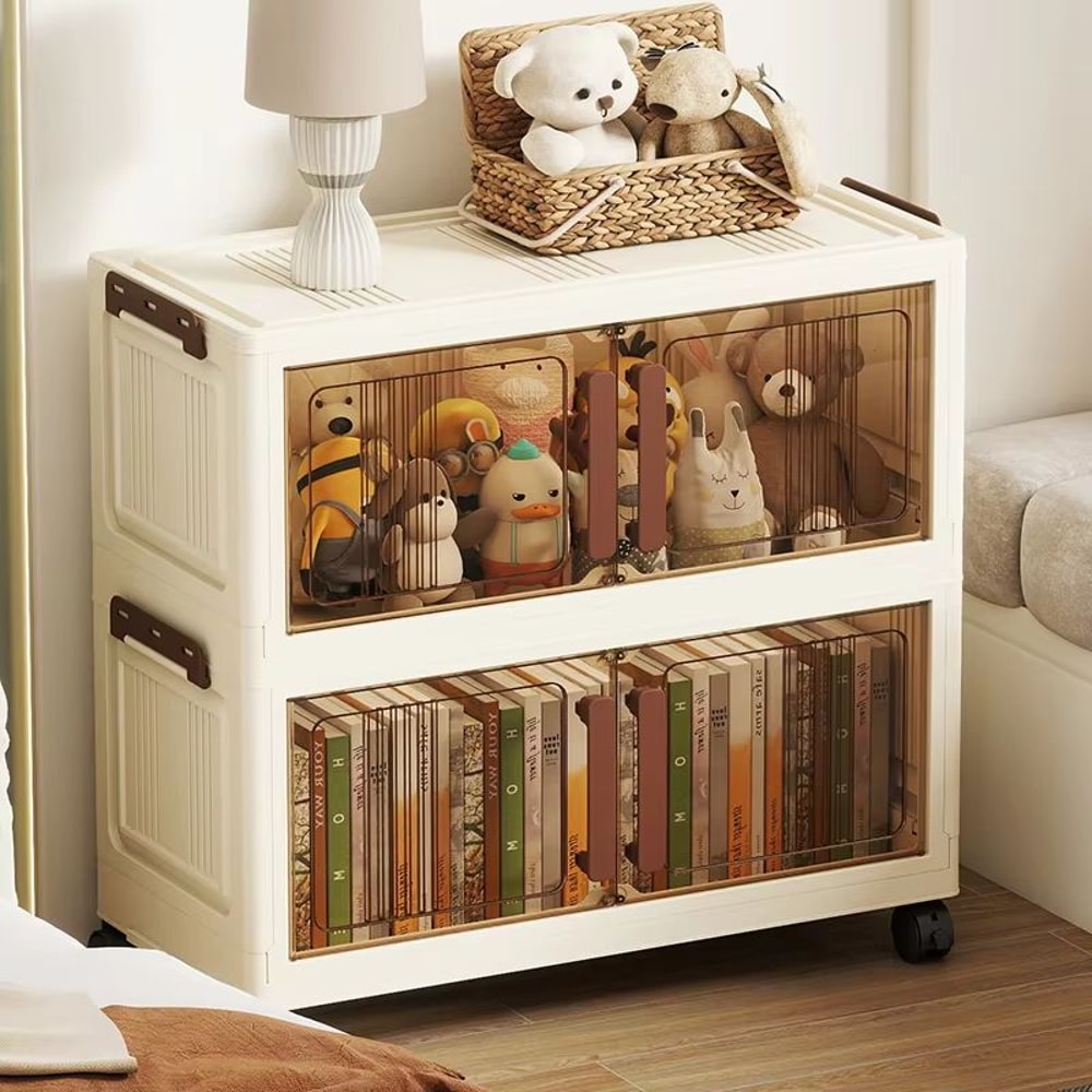 Clear Foldable 2 Door See Through Storage Cabinet Organizer 2756in 5