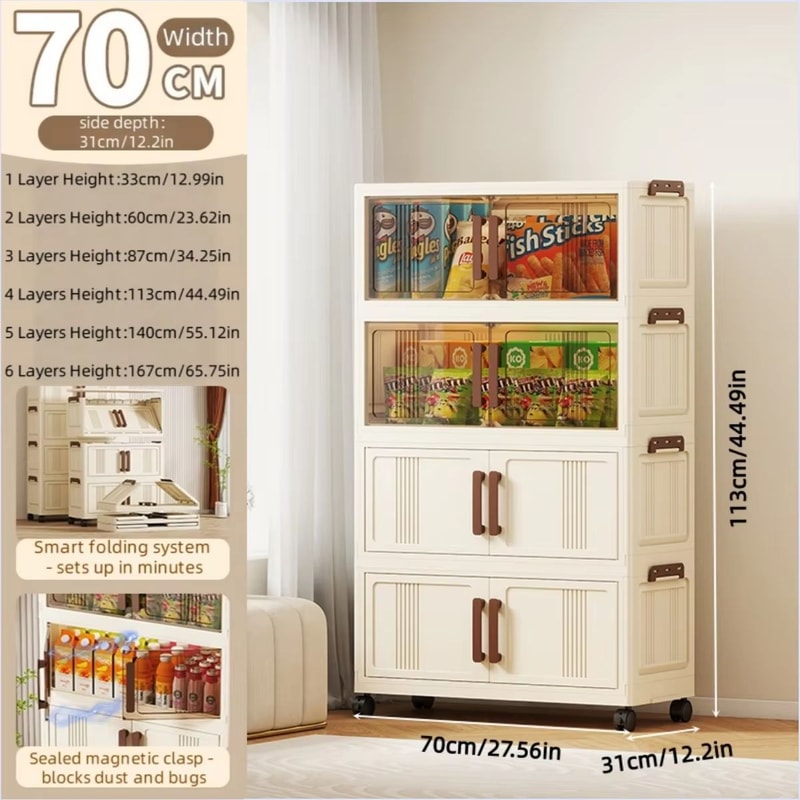 Clear Foldable 2 Door See Through Storage Cabinet Organizer 2756in 7