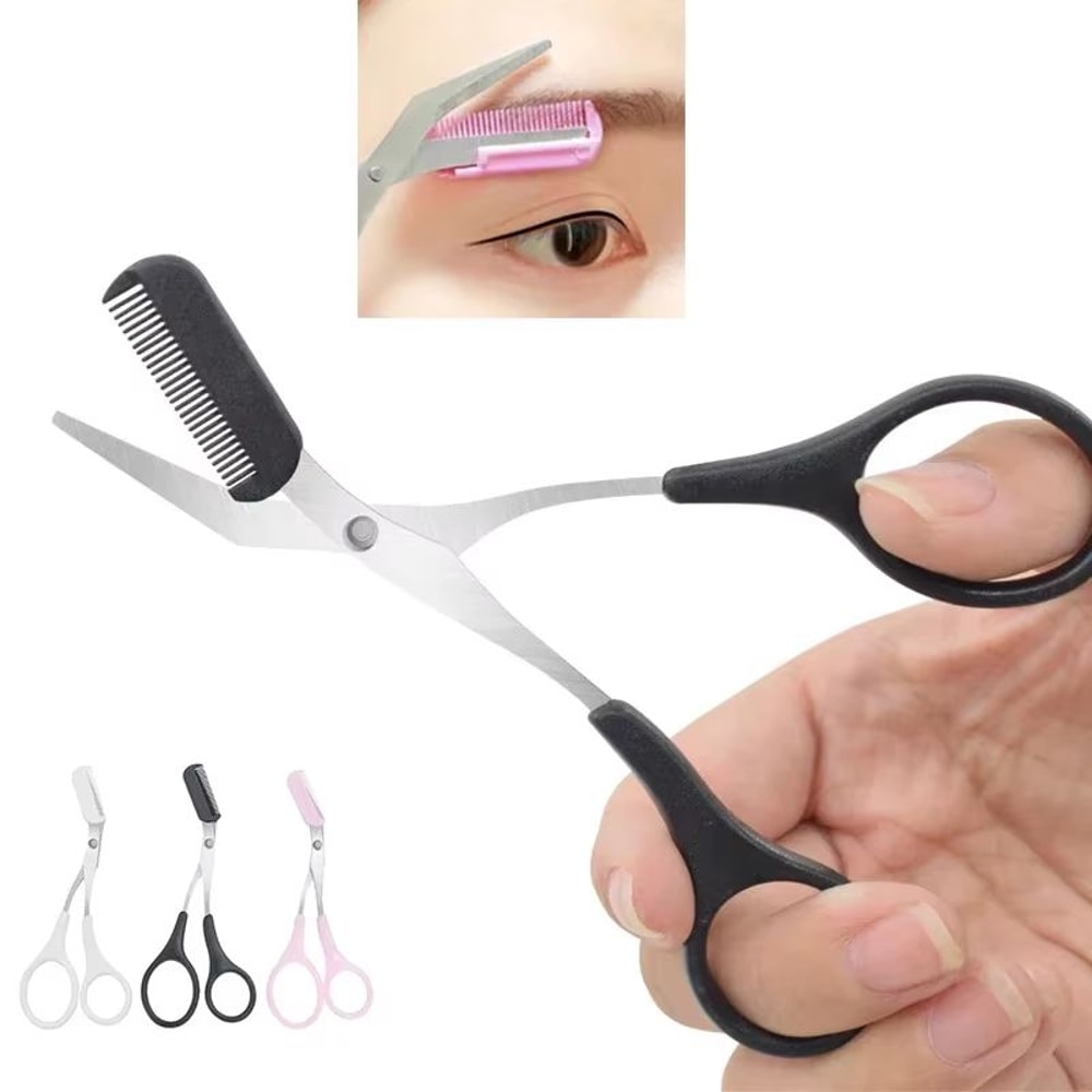 PrecisionTrim Stainless Steel Eyebrow Scissors With Comb 0