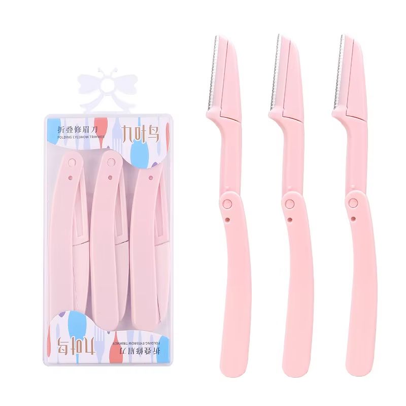 Karsyngirl 3pcs Fold Eyebrow Trimmer Scissors Hair Remover Eyebrow Comb Razor Clip Makeup Tools For
