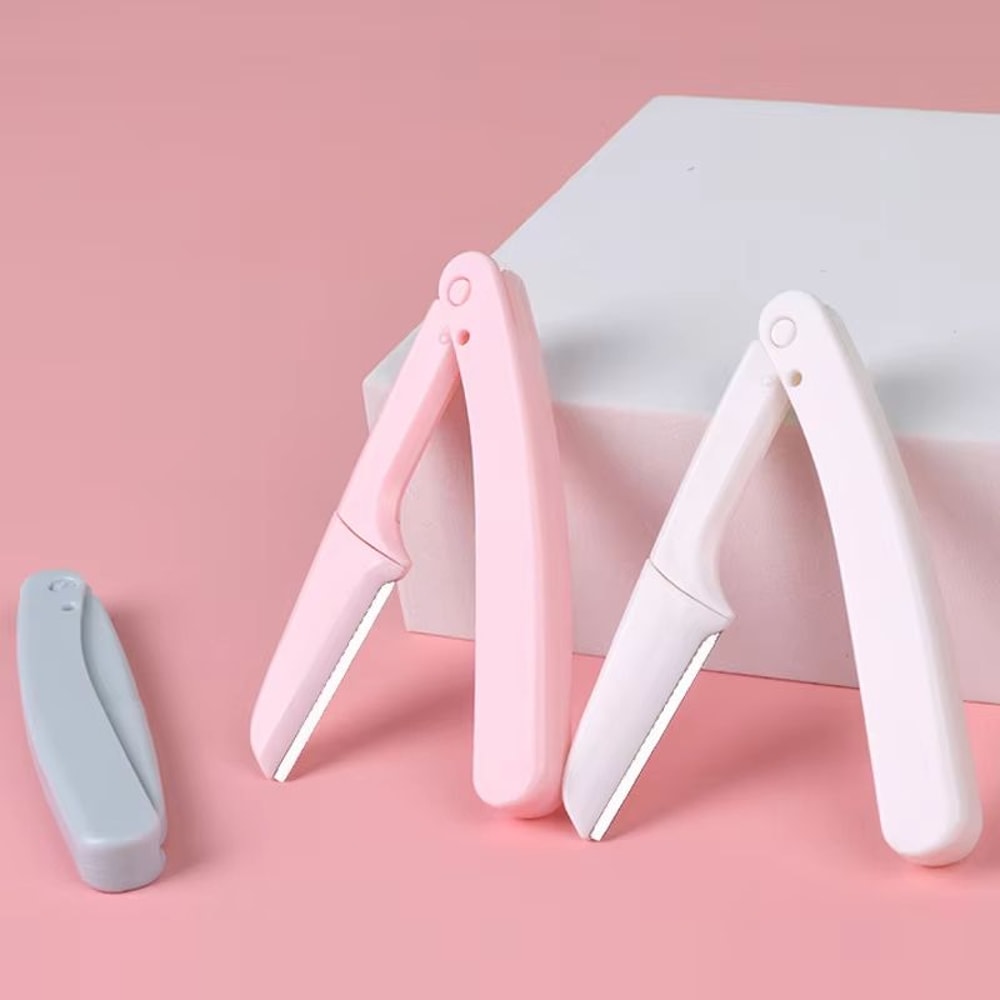 Karsyngirl 3pcs Fold Eyebrow Trimmer Scissors Hair Remover Eyebrow Comb Razor Clip Makeup Tools For
