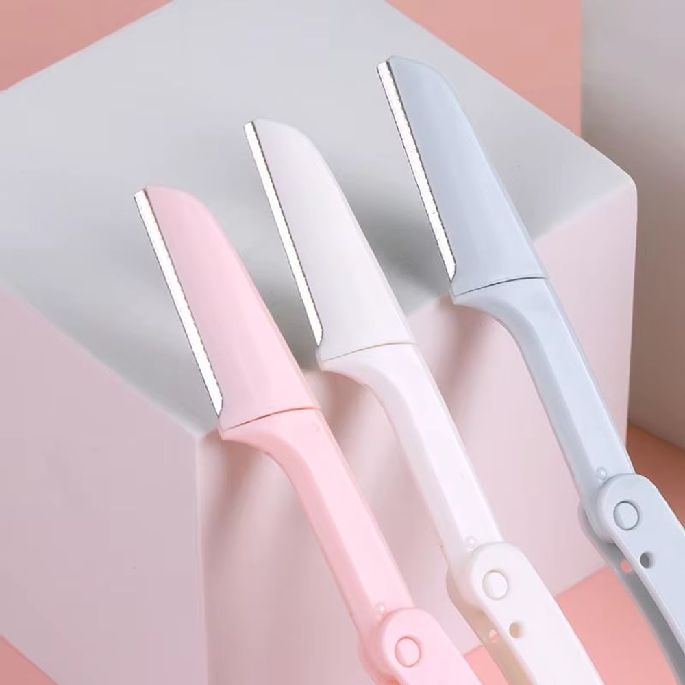 Karsyngirl 3pcs Fold Eyebrow Trimmer Scissors Hair Remover Eyebrow Comb Razor Clip Makeup Tools For