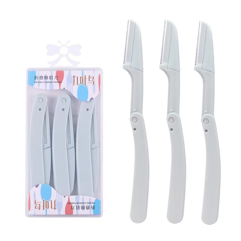 Karsyngirl 3pcs Fold Eyebrow Trimmer Scissors Hair Remover Eyebrow Comb Razor Clip Makeup Tools For
