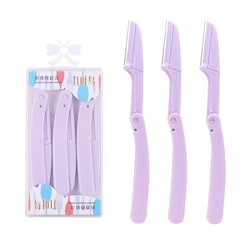 Karsyngirl 3pcs Fold Eyebrow Trimmer Scissors Hair Remover Eyebrow Comb Razor Clip Makeup Tools For