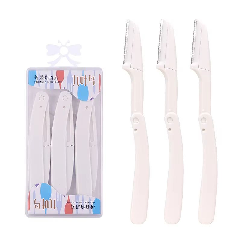 Karsyngirl 3pcs Fold Eyebrow Trimmer Scissors Hair Remover Eyebrow Comb Razor Clip Makeup Tools For
