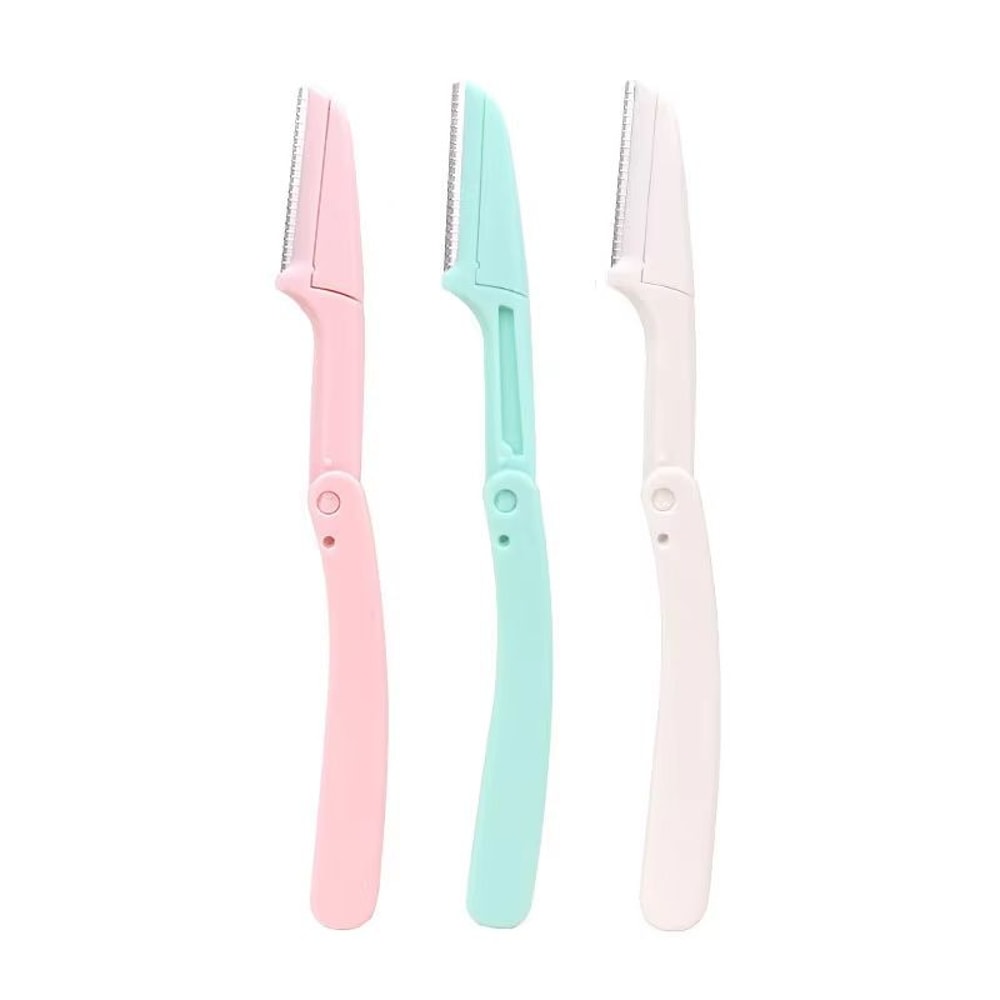 Karsyngirl 3pcs Fold Eyebrow Trimmer Scissors Hair Remover Eyebrow Comb Razor Clip Makeup Tools For