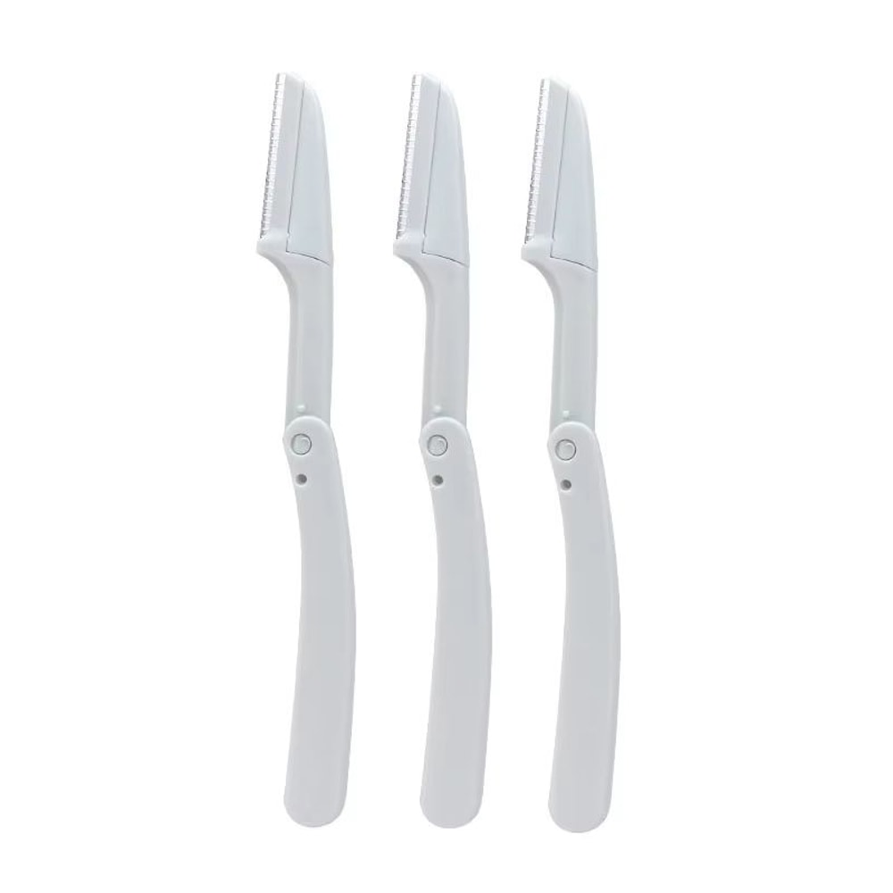 Karsyngirl 3pcs Fold Eyebrow Trimmer Scissors Hair Remover Eyebrow Comb Razor Clip Makeup Tools For