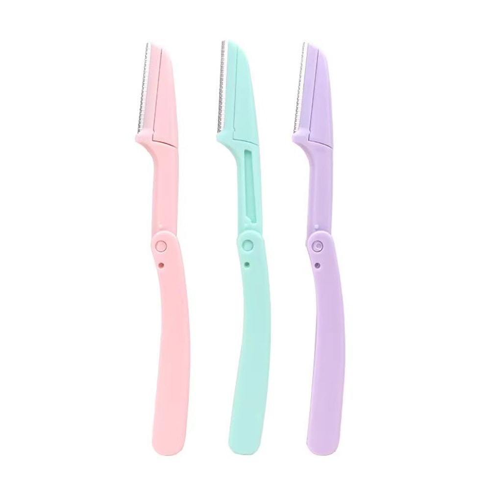 Karsyngirl 3pcs Fold Eyebrow Trimmer Scissors Hair Remover Eyebrow Comb Razor Clip Makeup Tools For