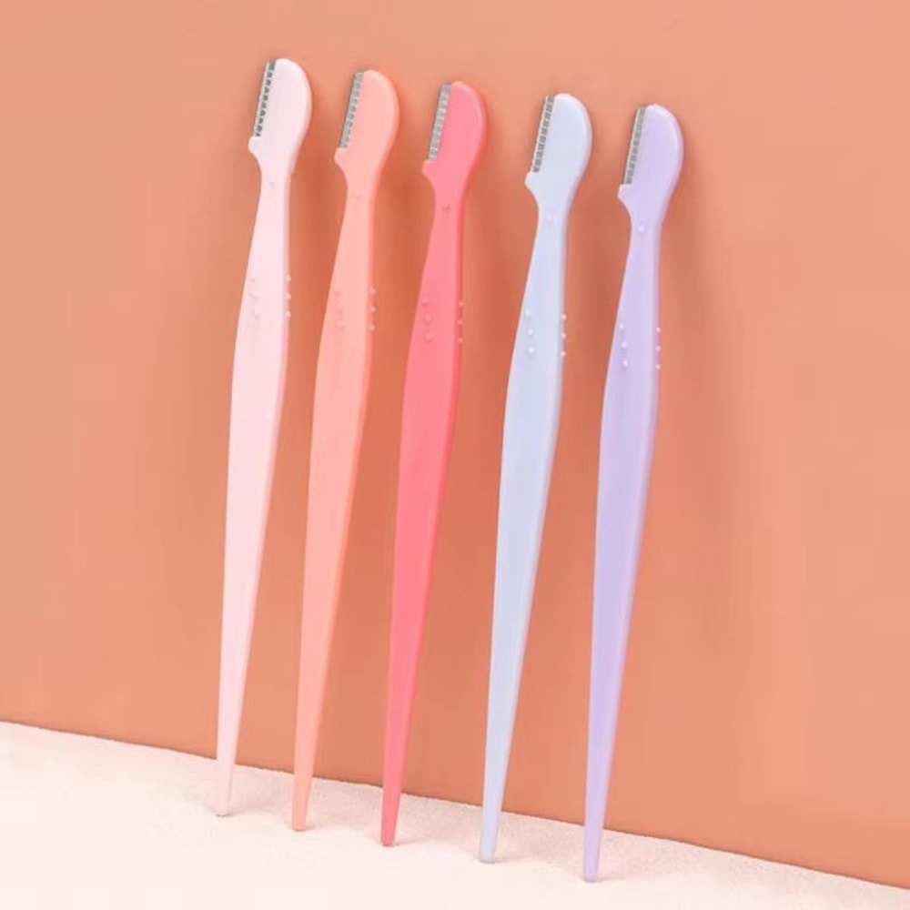 Karsyngirl Straight Handle Round Head Eyebrow Trimmer Set Gentle AntiScratch Razor For Brows And F 0