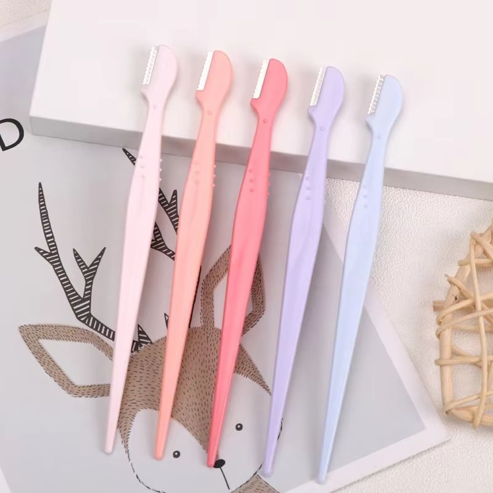 Karsyngirl Straight Handle Round Head Eyebrow Trimmer Set Gentle AntiScratch Razor For Brows And F 1