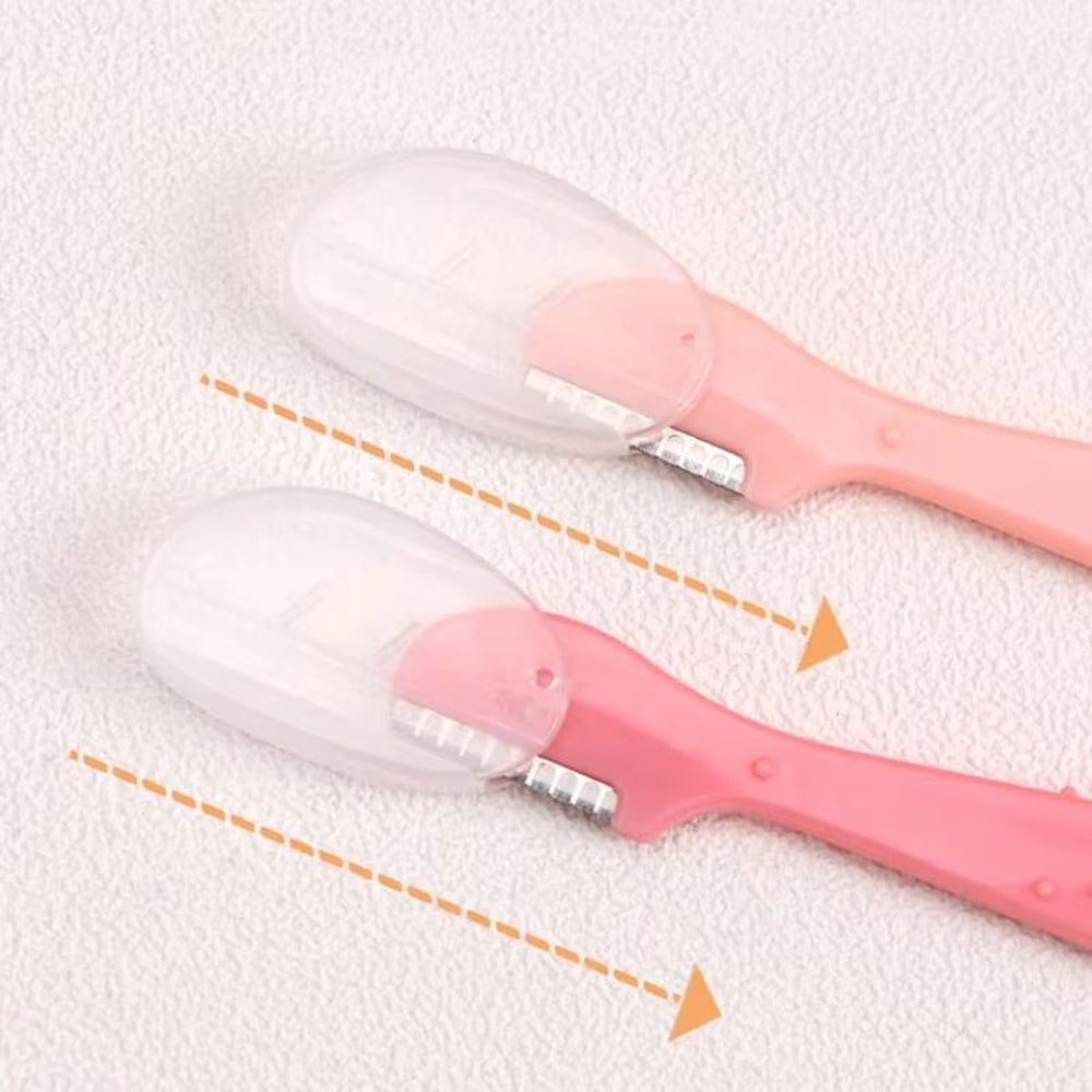 Karsyngirl Straight Handle Round Head Eyebrow Trimmer Set Gentle AntiScratch Razor For Brows And F 4