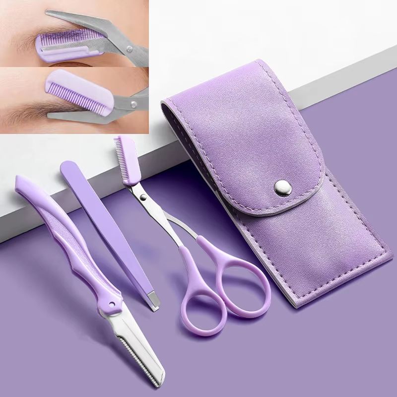 Karsyngirl 23Pcs Stainless Steel Eyebrow Trimmer Set Folding Eyebrow Clipper Comb And Tweezers For 0