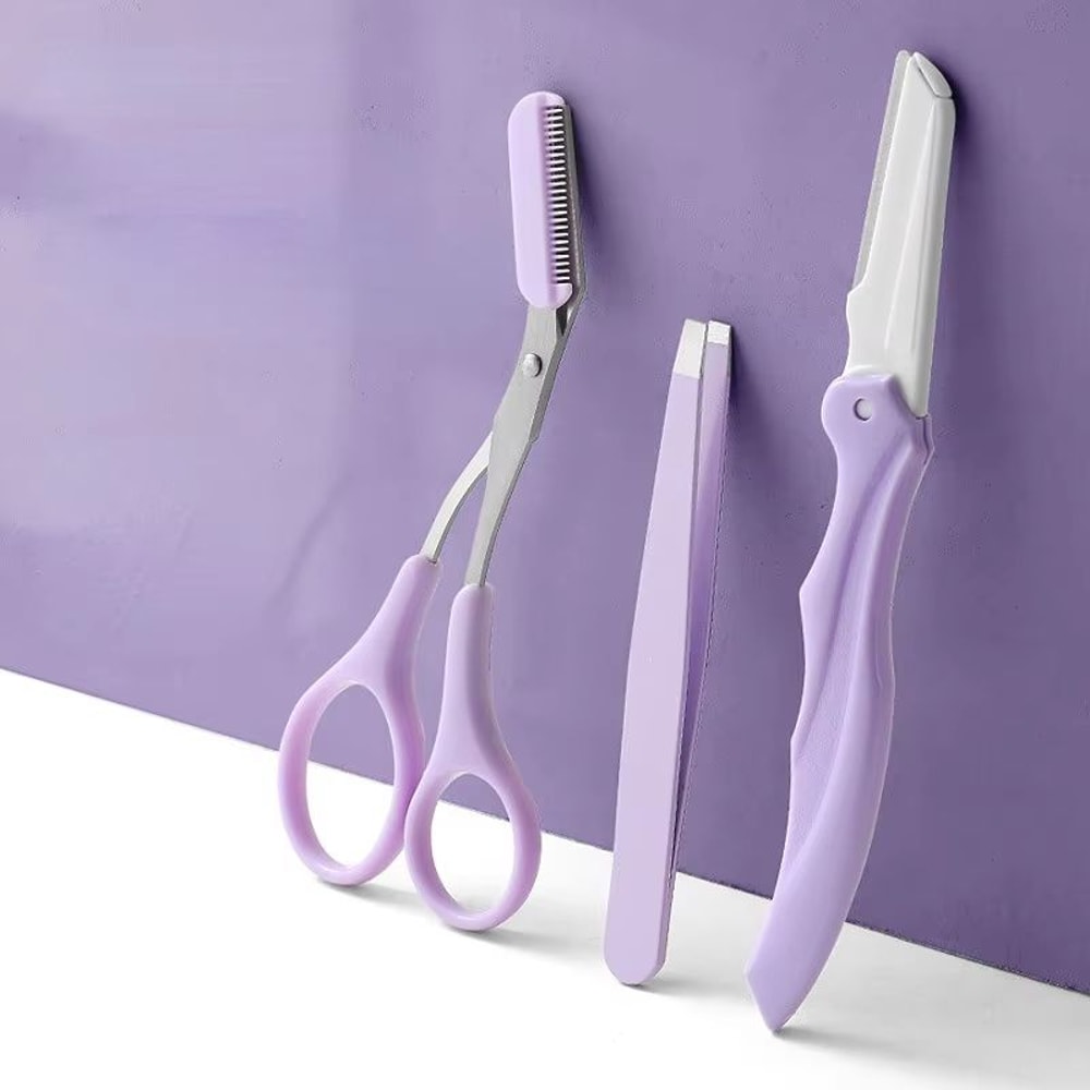 Karsyngirl 23Pcs Stainless Steel Eyebrow Trimmer Set Folding Eyebrow Clipper Comb And Tweezers For 1