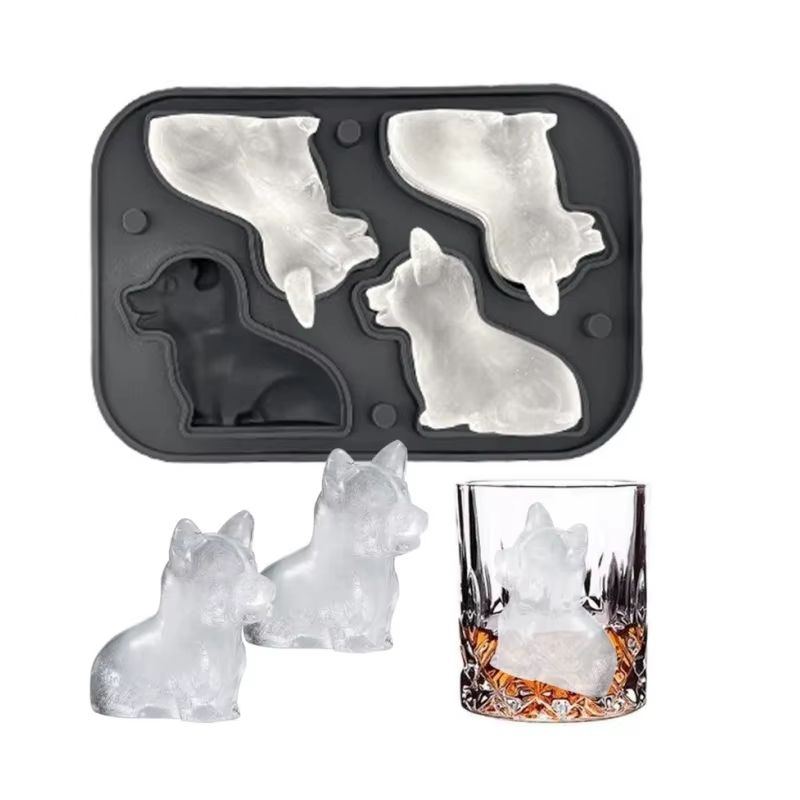 3D Corgi Silicone Ice Tray With Lid BPAFree Ice Block Mold For Cocktails Drinks 0