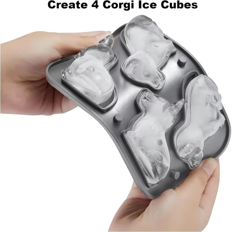3D Corgi Silicone Ice Tray With Lid BPAFree Ice Block Mold For Cocktails Drinks 2